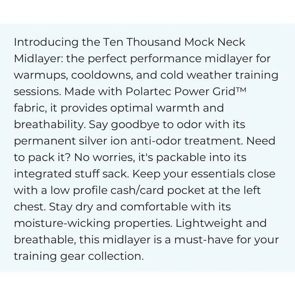 Ten Thousand Mock Neck Over Zip Midlayer Men's Big & Tall Size XXL Navy Polartec - Picture 8 of 8